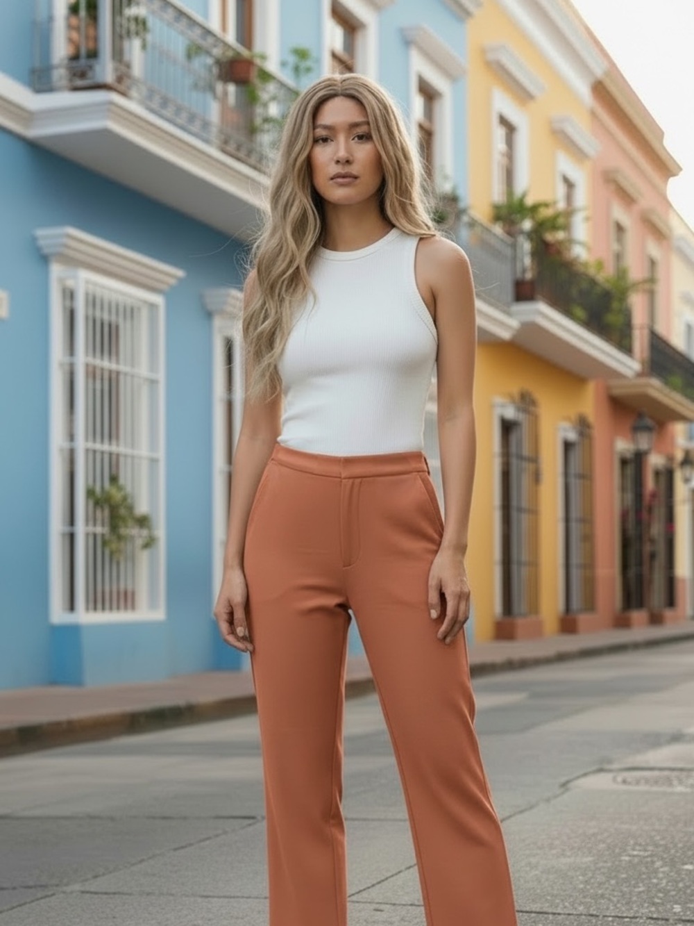 Talbots light rust cropped pants 6